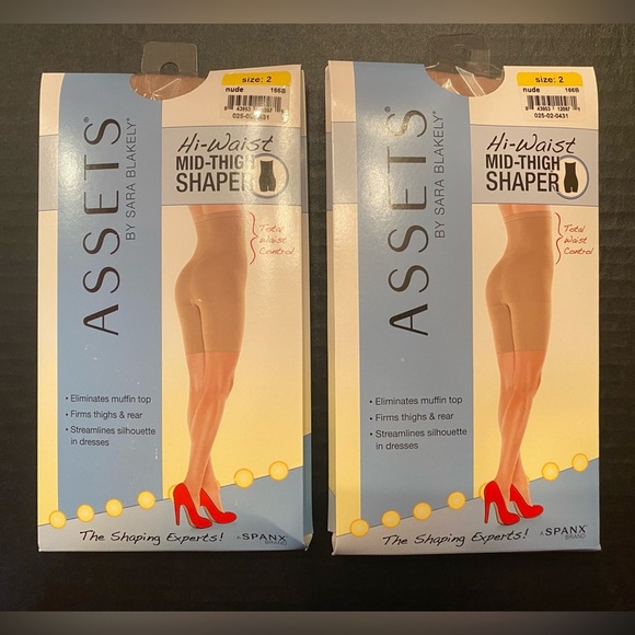 ASSETS by Sara Blakely Other - 2 Pair Assets Hi-Waist Mid-Thigh Shaper Size 2‎ Nude Underwear Spanx